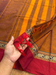 RF148 Dual tone honey shade Mercerised Narayanpet Cotton saree