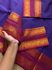 RF924 Purple & blue mixed shade ~ Silk saree inspired Kanchi cotton saree
