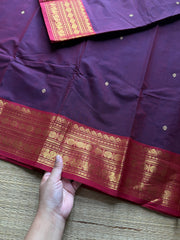 RF546 Dual tone purple shade Kanchi cotton saree with handmade thread buttas