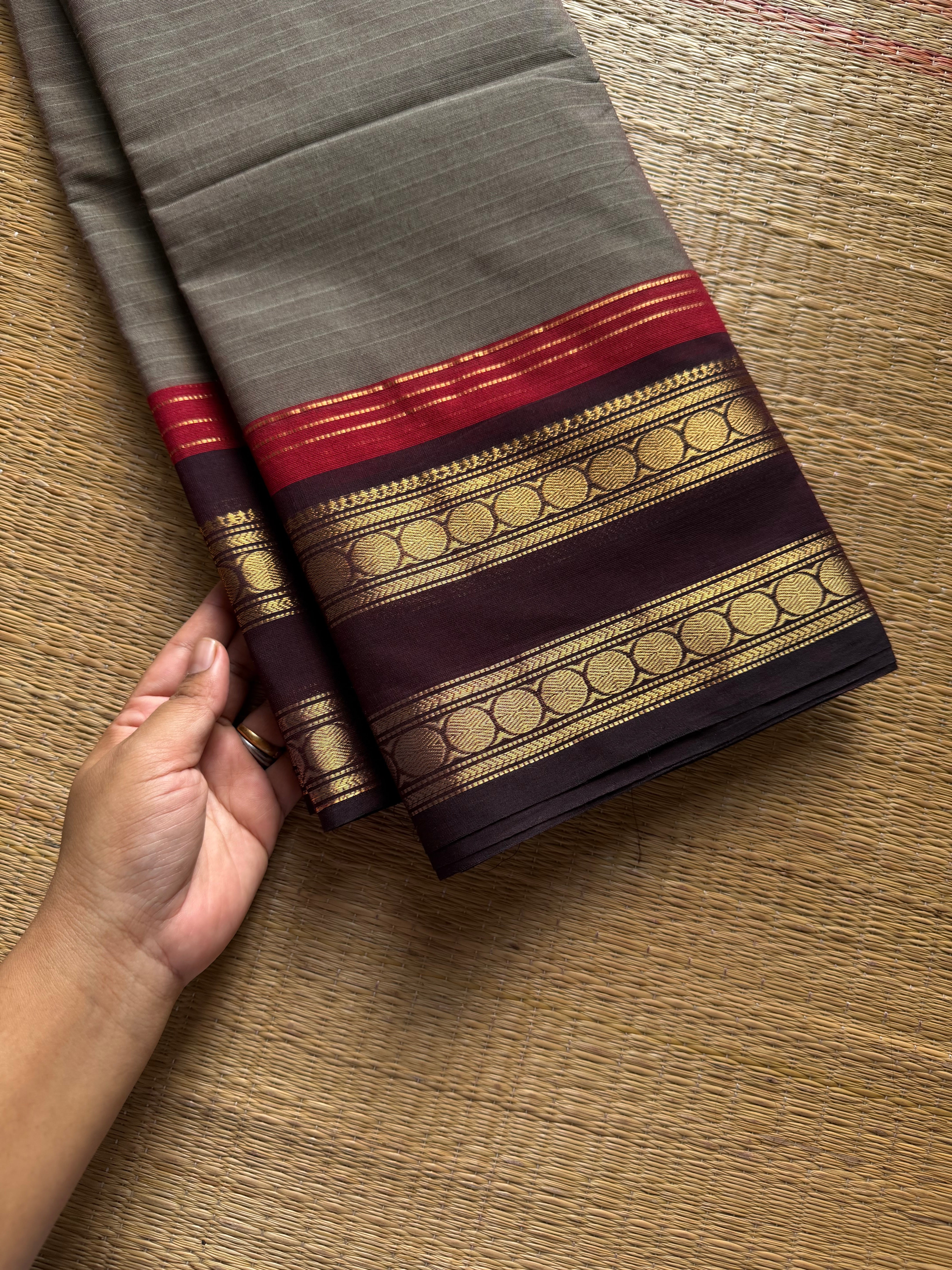 RF1417 Dual tone grey Kanchi cotton saree