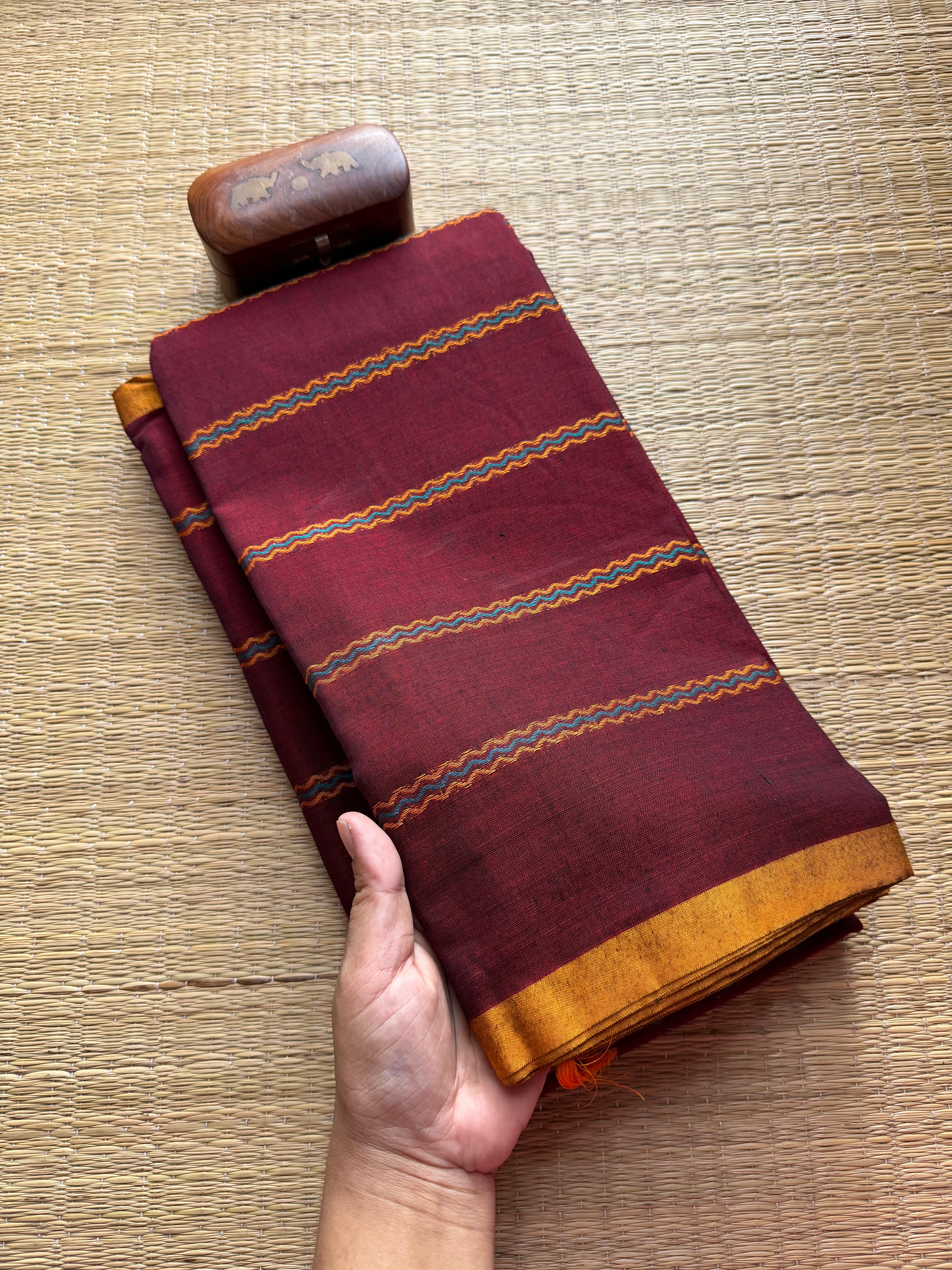 Maroon Shade Mercerised Narayanpet Cotton Saree