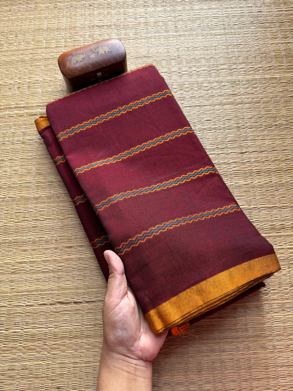Maroon Shade Mercerised Narayanpet Cotton Saree
