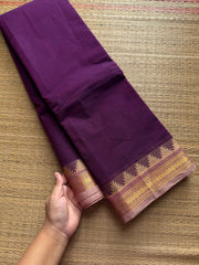 RF422 Purple shade small border Kanchi cotton saree