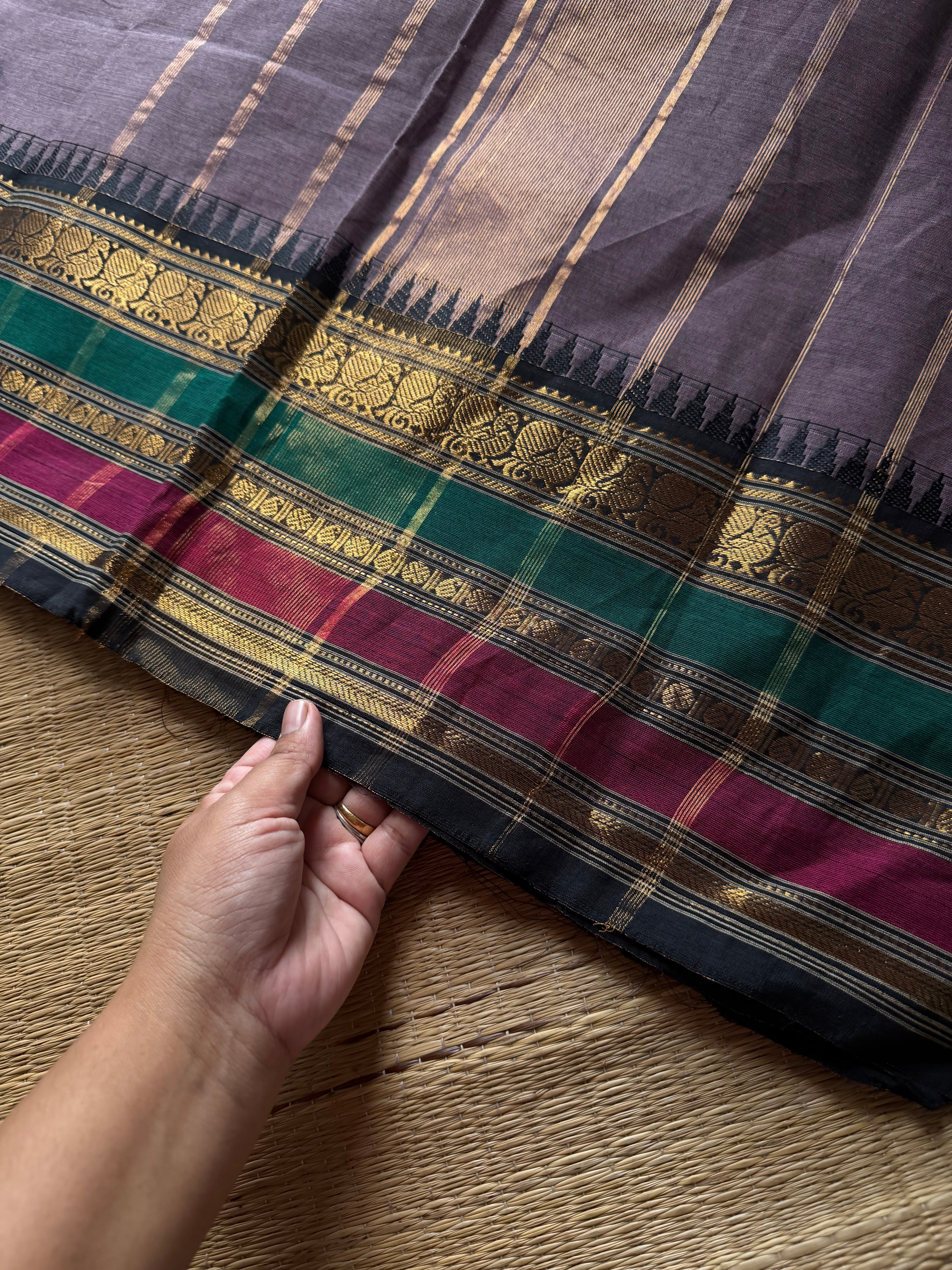 RF1291 Greyish jamun shade ~ Silk saree inspired Kanchi cotton saree