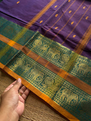 RF1325 Purple & violet mixed shade ~ Kanchi cotton Rettapet border saree
