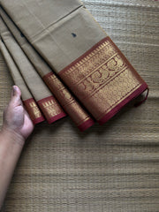 RF1019 Beige shade ~ Kanchi Cotton Saree with handmade thread buttas
