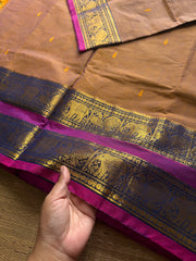 RF1332 Dual tone beige ~ Kanchi cotton Rettapet border saree