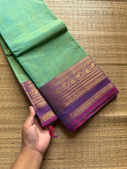 RF764 Dual tone Apple green shade Kanchi cotton saree