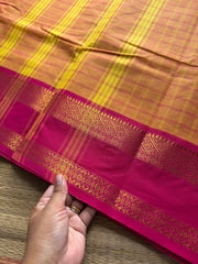 RF761 Kattam Edition ~ Dark Mango shade with pink combination Kanchi cotton saree