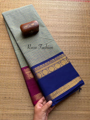 Dual tone Turquoise Blue Shade Ganga Jamuna Border Kanchi Cotton Saree