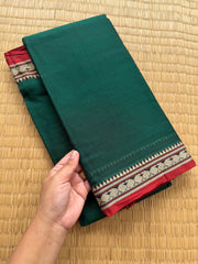 RF144 Bottle green shade Mercerised Narayanpet cotton saree