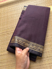 Brown Narayanpet Mercerised Cotton With Small Border Saree