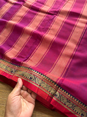 RF314 Magenta pink shade Mercerised Narayanpet Cotton Saree With Small Annam and elephant pattern border