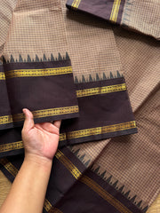 RF496 Light biscuit shade with contrast brown combination vintage Rettapet Podikattam Kanchi cotton saree