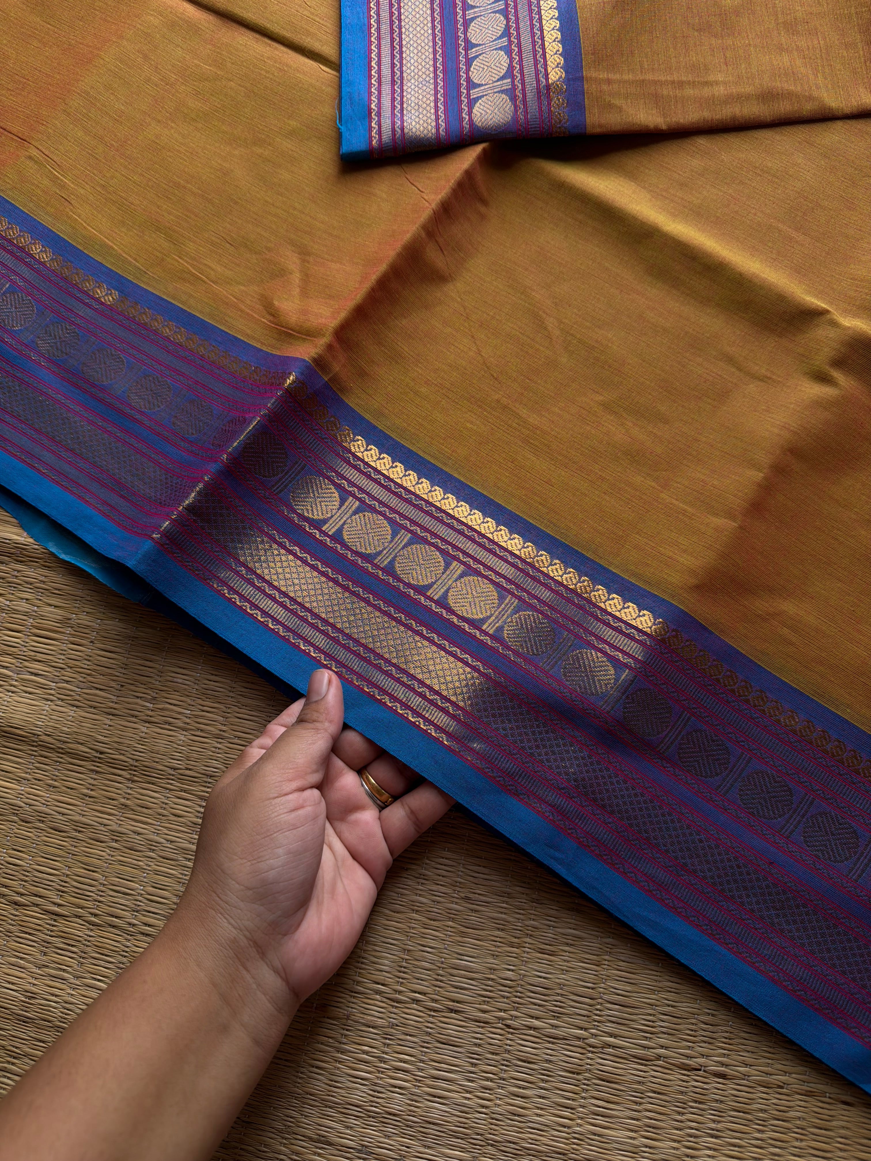 RF1101 Dual tone yellow Kanchi cotton saree