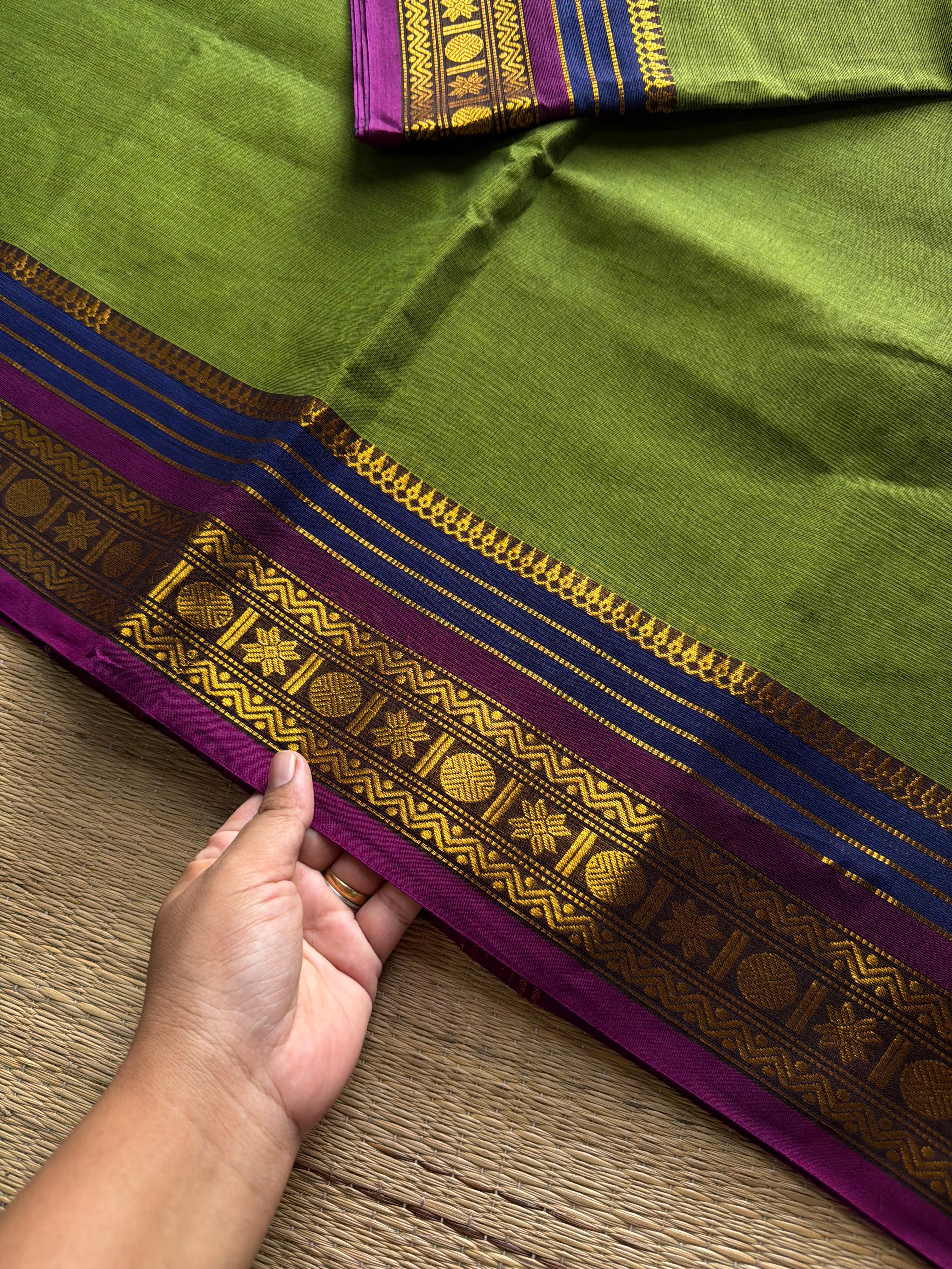 RF1141 Green ~ Silk saree inspired Kanchi cotton saree