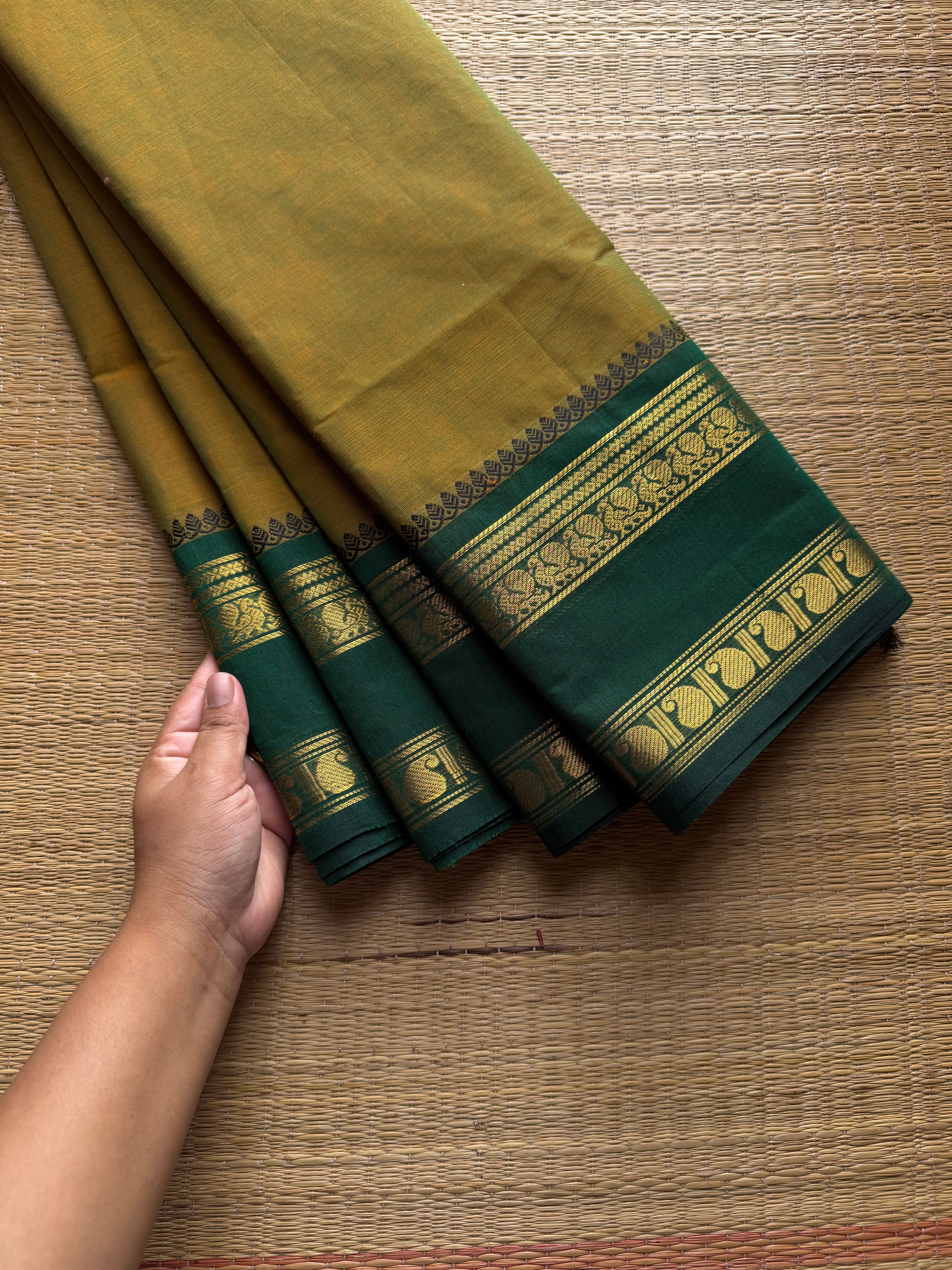 RF954 Green gram shade Kanchi cotton saree