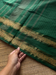 RF1025 Kattam Edition ~ Green shade Kanchi cotton saree with checks pattern