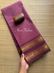Mauve Pink Checks/ Kattam Kanchi Cotton Saree