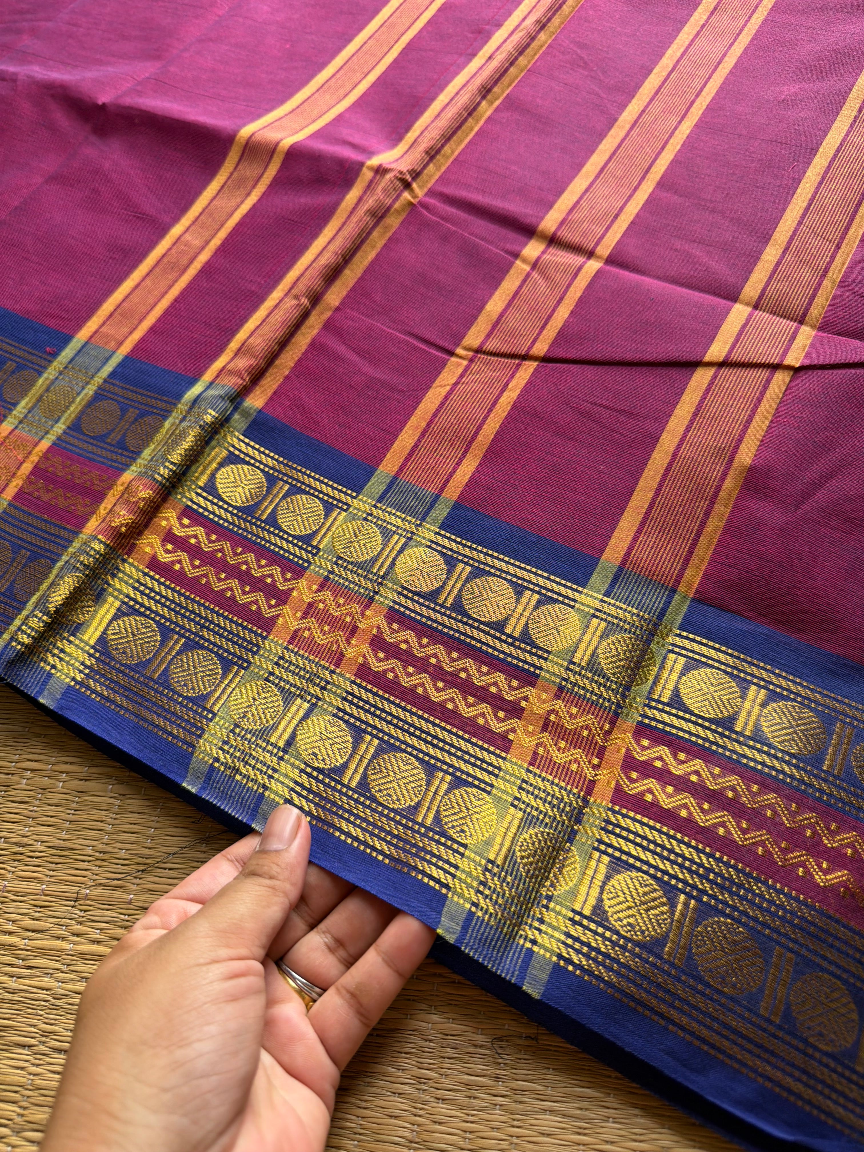 RF691 Dark magenta pink ~ Silk Saree Inspired Kanchi Cotton saree