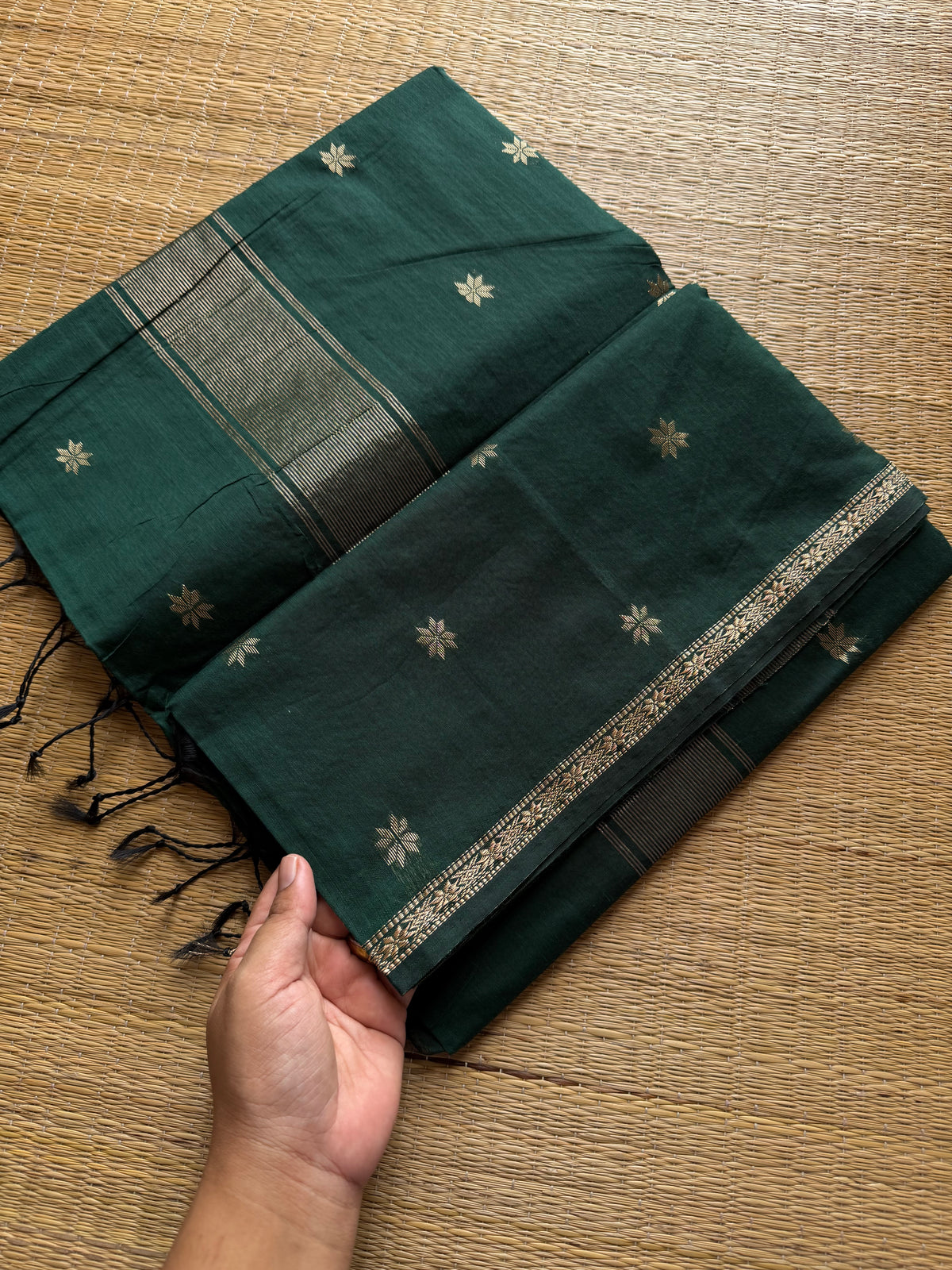 RF574 Monotone red shade Maheswari semi silk cotton saree