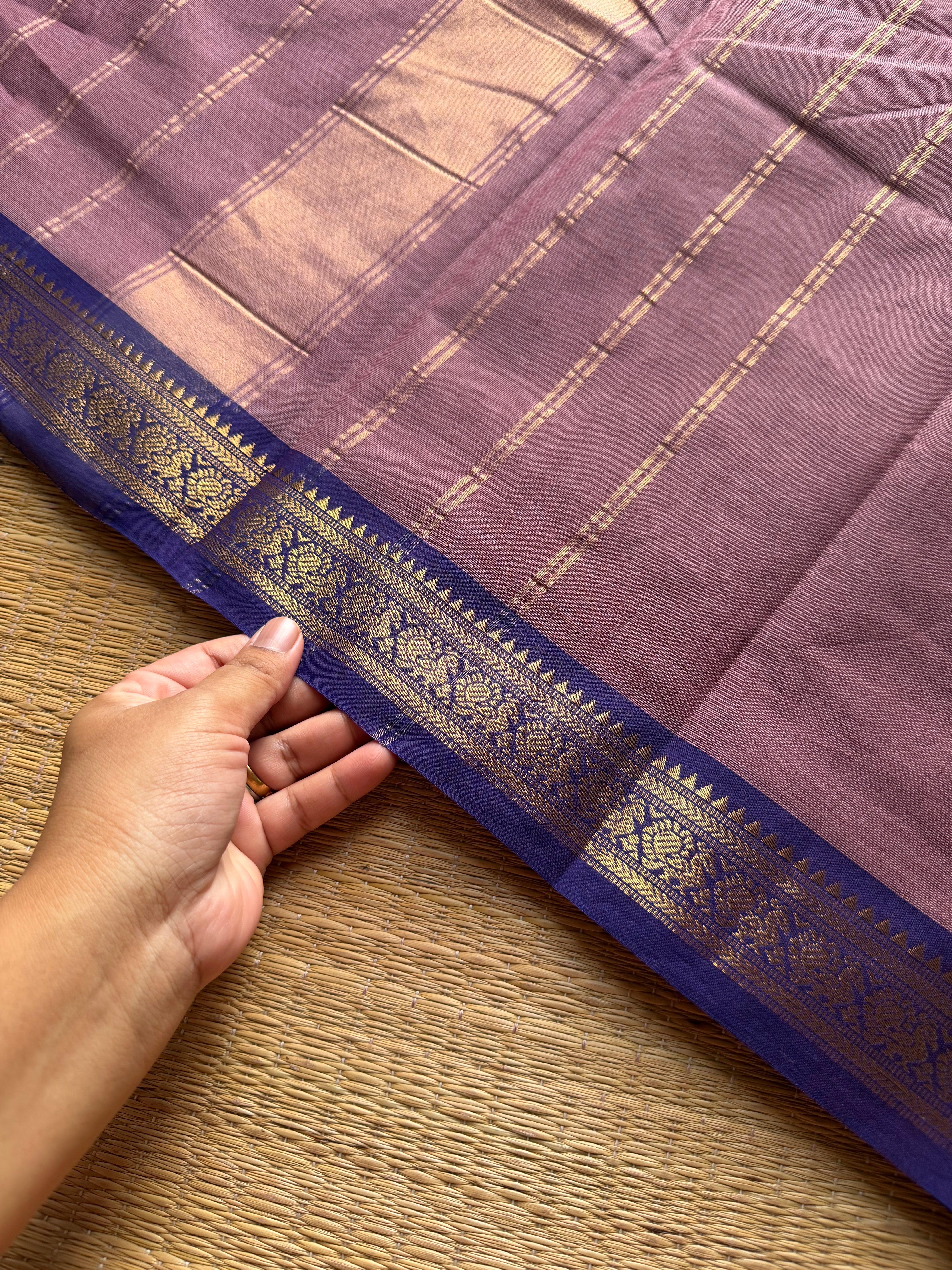 RF997 Pastel pink shade ~ Small border Kanchi cotton saree