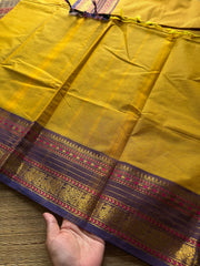 RF410 Mustard yellow shade Kanchi cotton saree with silk saree inspired Kanchi cotton saree