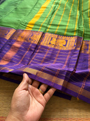 RF614 Green Narayanpet Long Border Saree