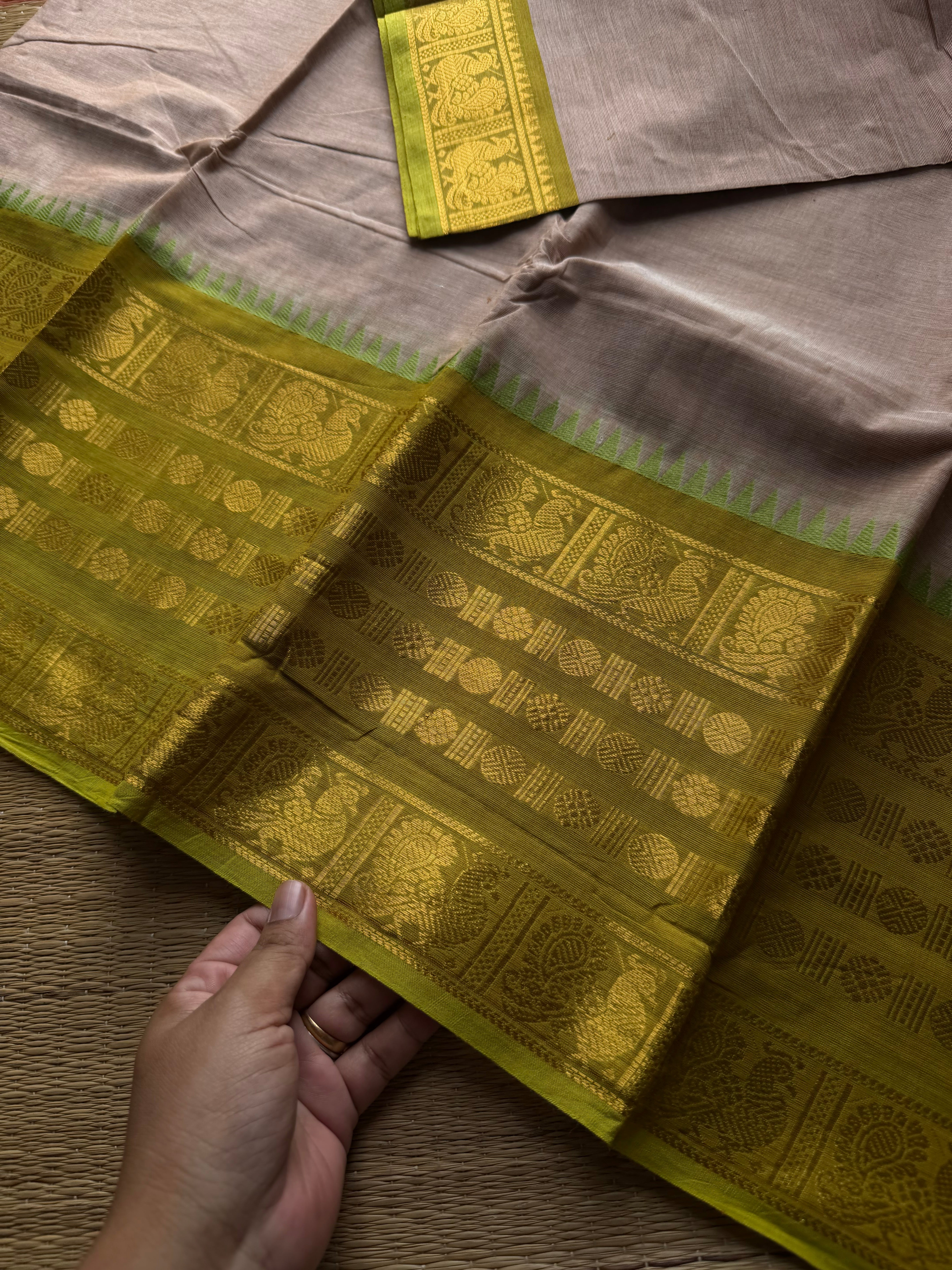 RF940 Beige shade Kanchi cotton saree ~ Silk saree inspired