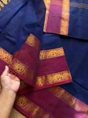 RF570 Dark blue shade with contrast magenta pink combination elephant & chakram pattern vintage gap border