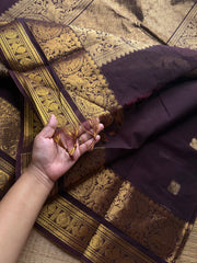 RF1359 Rich Pallu Kanchi Cotton Sares ~ Monotone Coffee Brown
