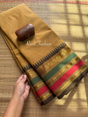RF61 Unique Cream shade kanchi cotton saree with Multi color border