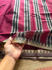 RF219 Maroon shade Narayanpet Mercerised cotton saree with small border