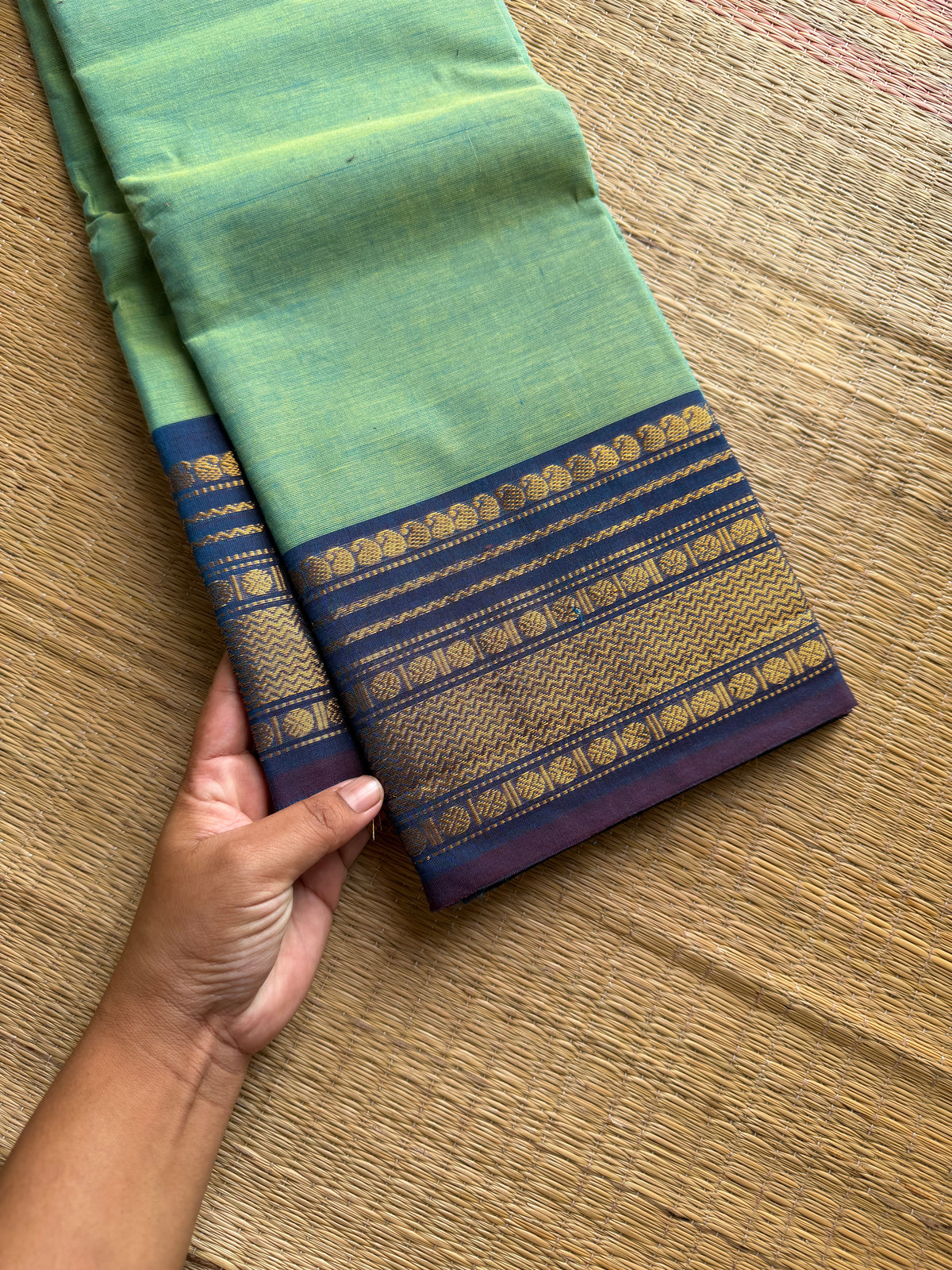 RF1162 Dual tone Apple green shade Kanchi cotton saree