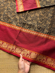RF657 Premium & Exclusive Vanasingaram Kanchi Cotton saree ~ Black with Red