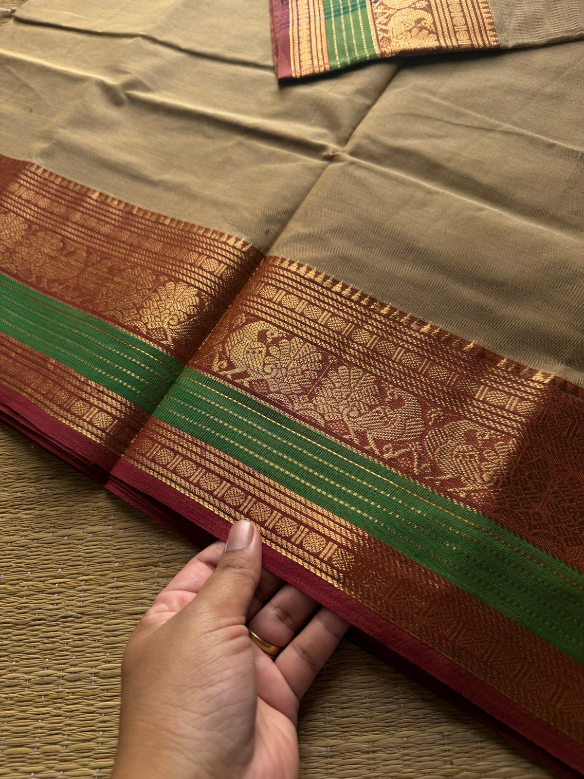 RF946 Beige shade Kanchi cotton saree