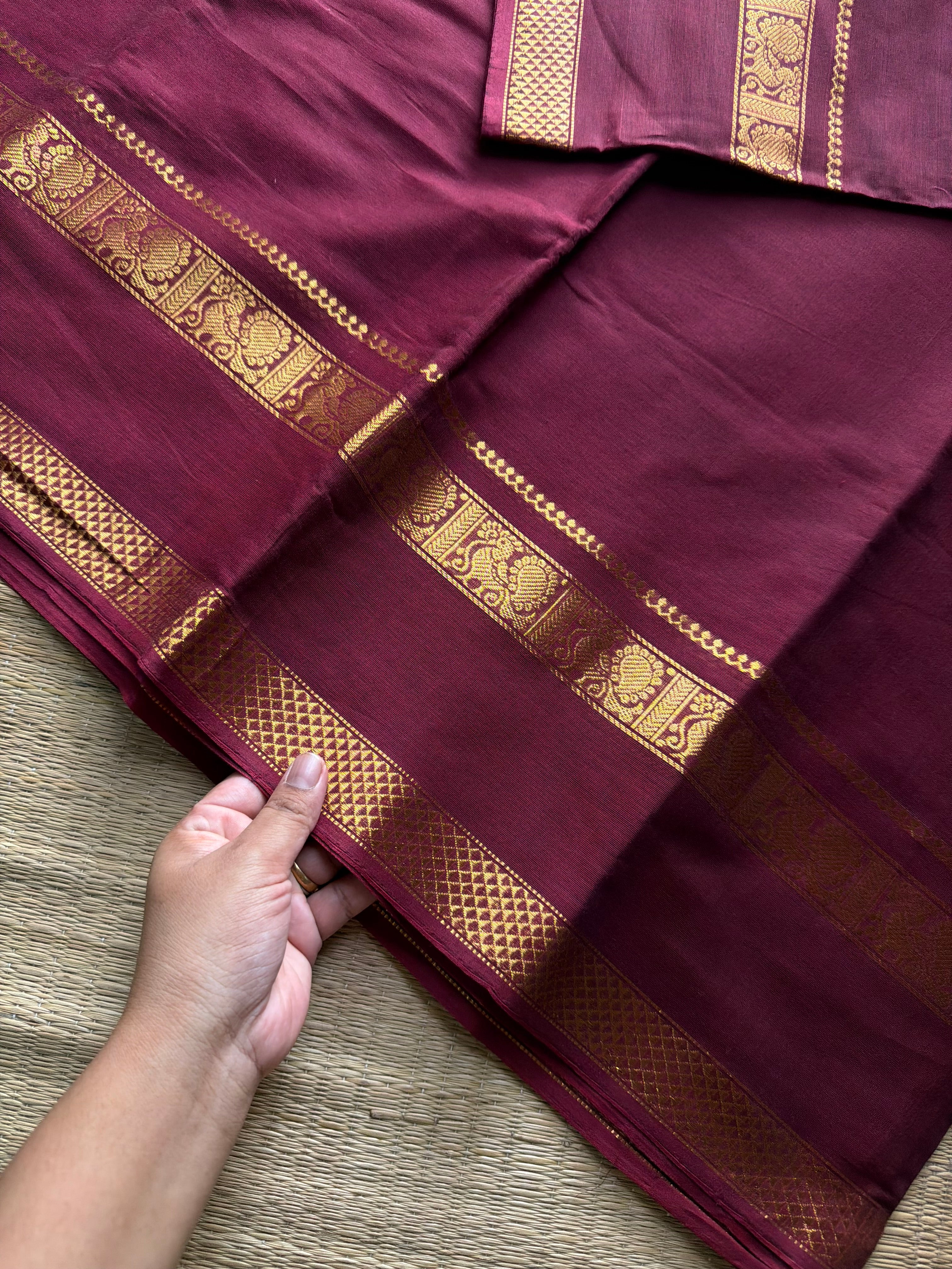 RF1147 Monotone maroon shade Kanchi cotton saree