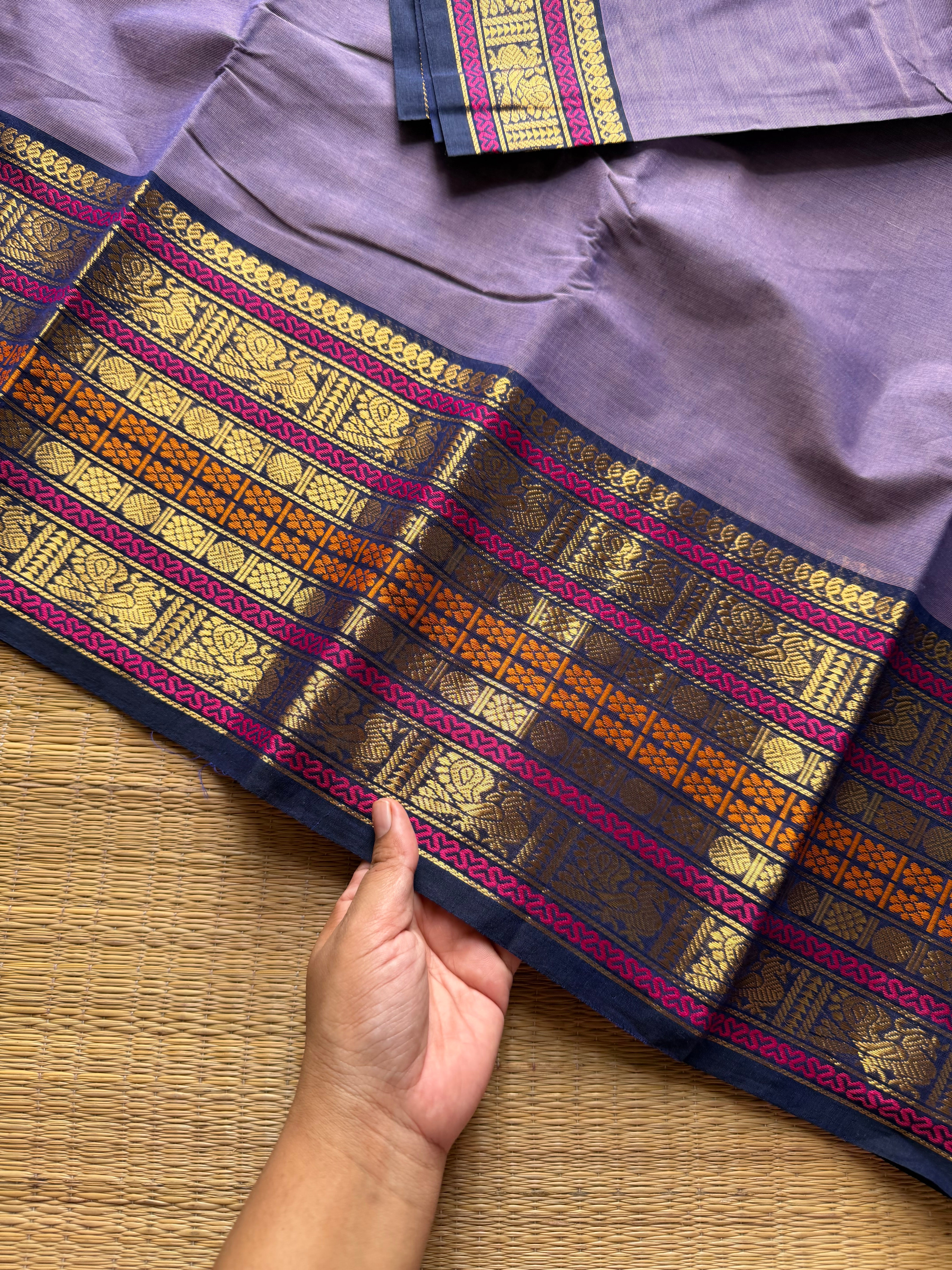 RF1305 Light lavender shade Varisaipet border Kanchi cotton saree