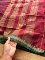 RF117 Maroon shade Mercerised Narayanpet cotton saree with small contrast border