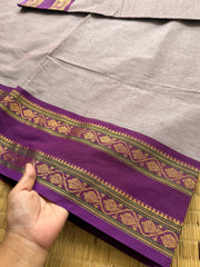 RF146 Dual tone grey with contrast purple shade Kanchi cotton saree