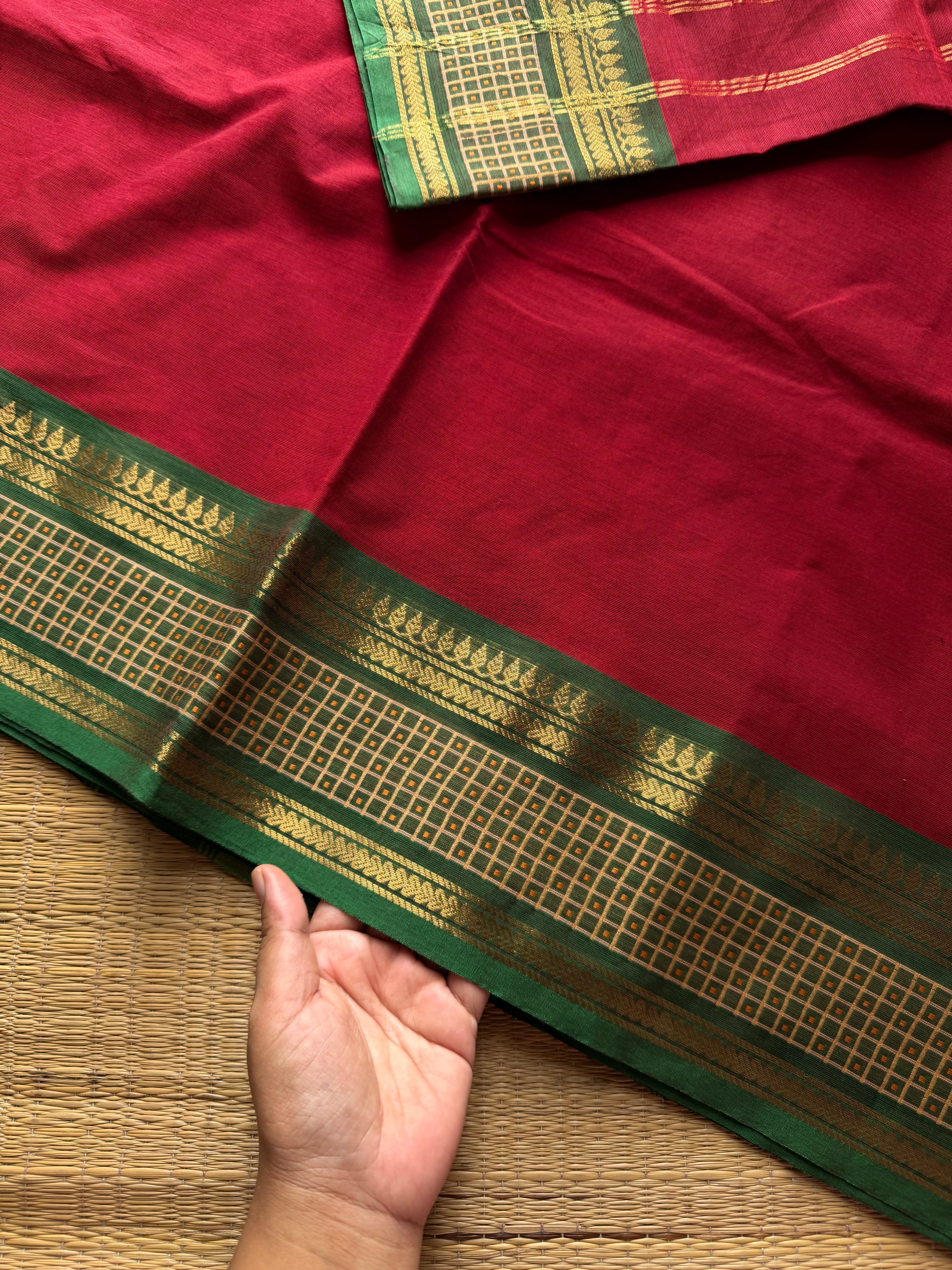 RF1300 Reddish maroon Kanchi cotton saree