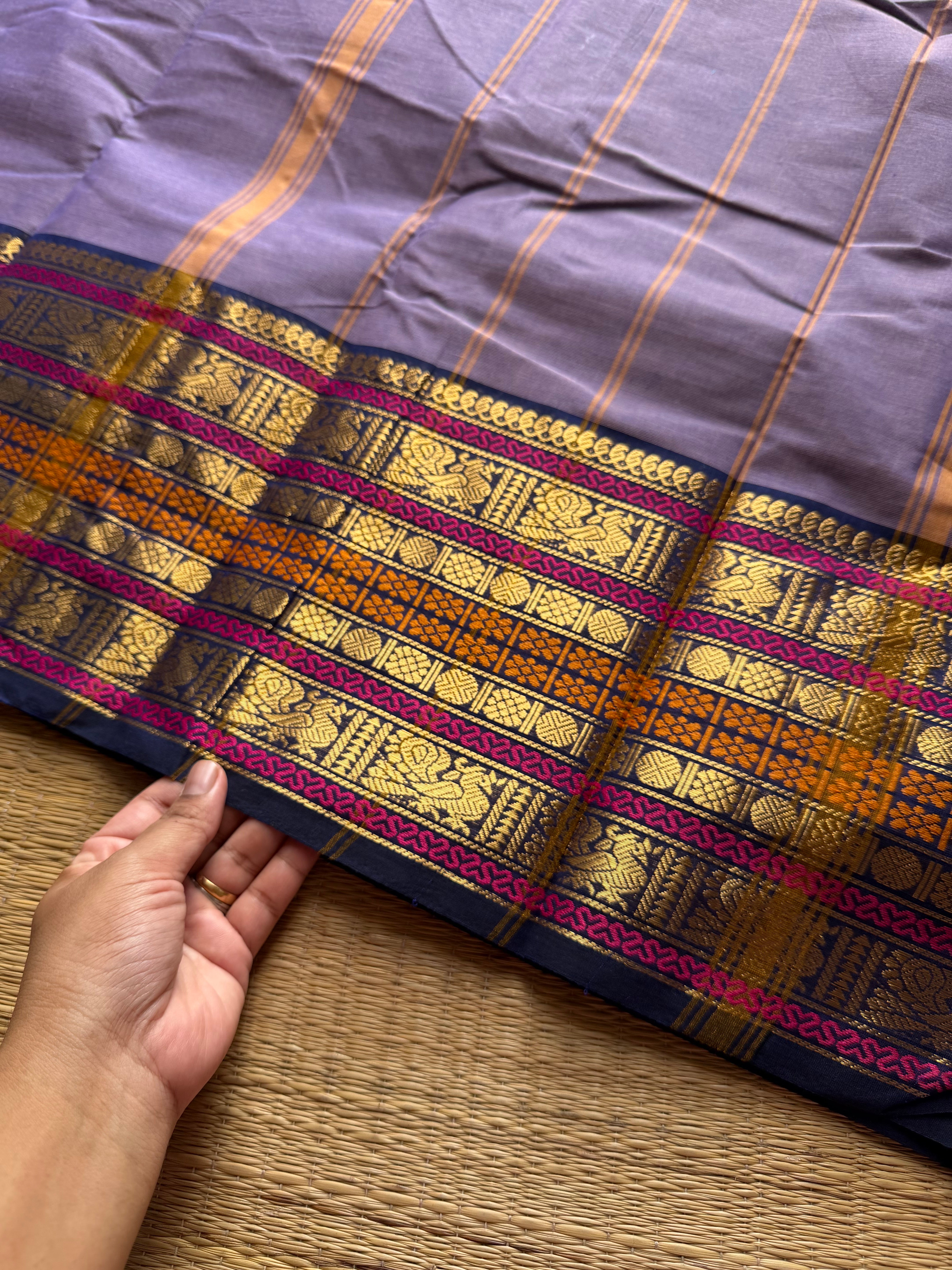 RF1305 Light lavender shade Varisaipet border Kanchi cotton saree