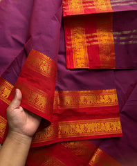 RF922 Dual shade purple with red ~ Silk Saree inspired Kanchi cotton sarees
