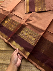 RF853 Dual tone light biscuit shade Kanchi cotton saree