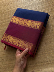 RF570 Dark blue shade with contrast magenta pink combination elephant & chakram pattern vintage gap border