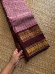 RF1343 Pastel pink shade ~ Kattam edition Kanchi cotton saree with handmade golden Zari buttas