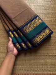 RF943 Dual shade light earthy brown shade Kanchi cotton saree