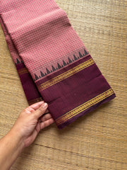 RF604 Premium Vintage Podi Kattam Kanchi Cotton saree ~ Onion Pink Shade