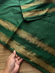 RF1025 Kattam Edition ~ Green shade Kanchi cotton saree with checks pattern