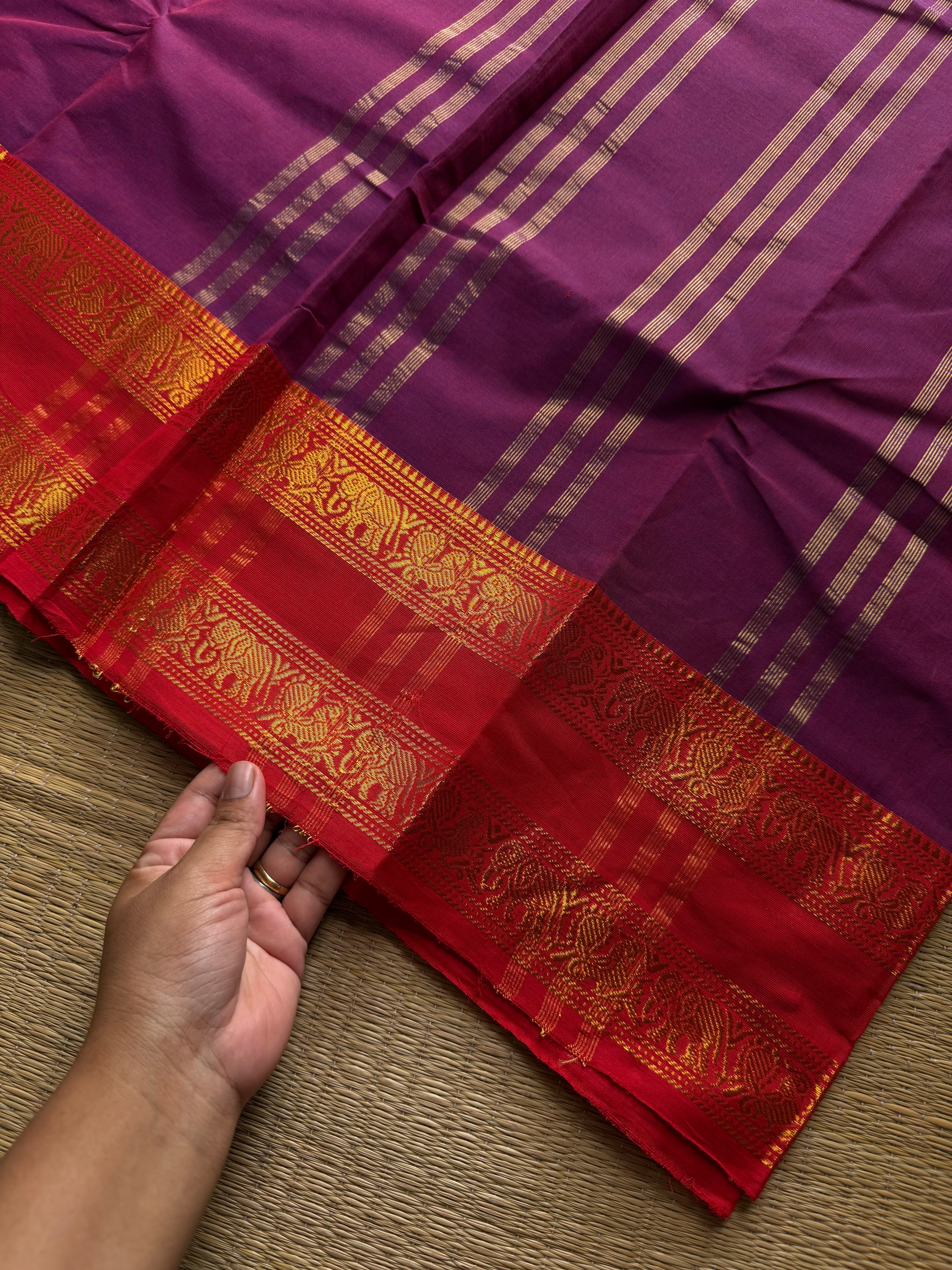 RF922 Dual shade purple with red ~ Silk Saree inspired Kanchi cotton sarees